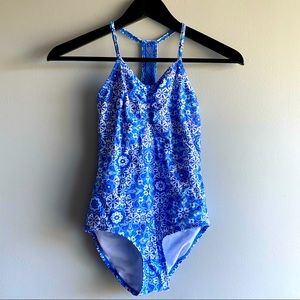 Gossip Girls 
Blue Pattern One Piece Swimsuit 
10